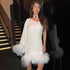 One Shoulder Fur Hem Cape Dress - ROUTINE FASHION